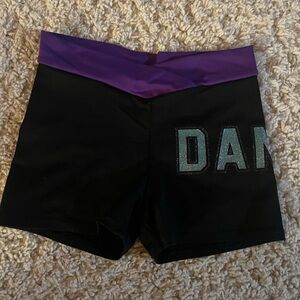 Motionwear Black and Purple Kids Dance Shorts